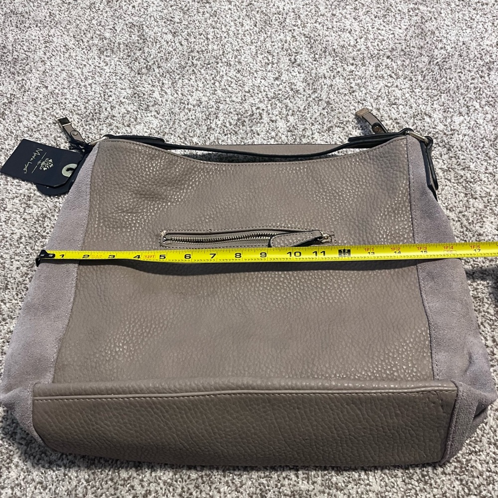 Moda Luxe Taupe Hobo Shoulder Bag Leather Suede Large Slouchy Boho Neutral Purse - Picture 7 of 16